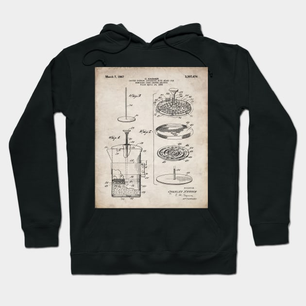 Coffee Filter Patent - Coffee Shop Art - Antique Hoodie by patentpress